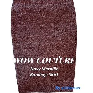 NWT WOW Couture Metallic Bodycon Chocolate Skirt Sz S